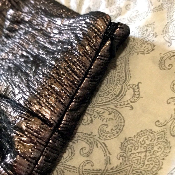 β¨Tibiβ¨ EUC Bronze Brown Metallic Jacquard Mini Skirt Size 4 Small Office Chic - Picture 10 of 14